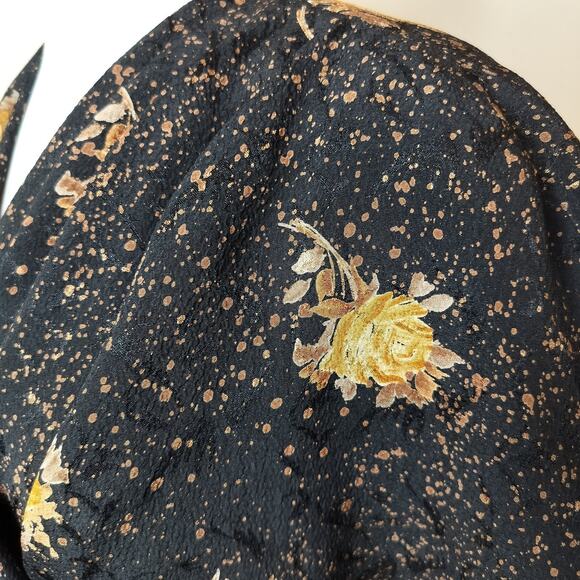 Pepe Floral Spotted Wrap Shirt Pleated Shoulder Long Sleeve - Picture 8 of 11